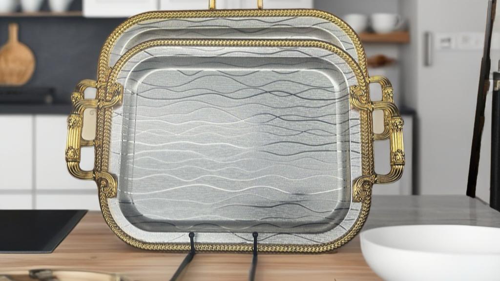 Luxury Wavy Tray Set with Royal Handles – 10 Pieces (2lb)