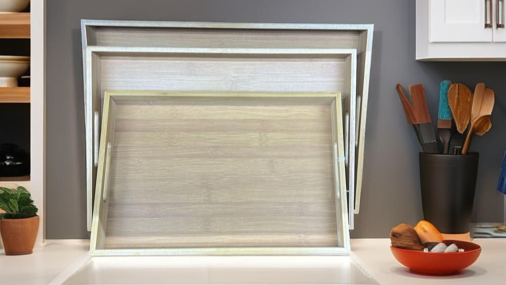 Luxury Large Wooden Rectangle Tray Set – 10 Pieces (2lb)