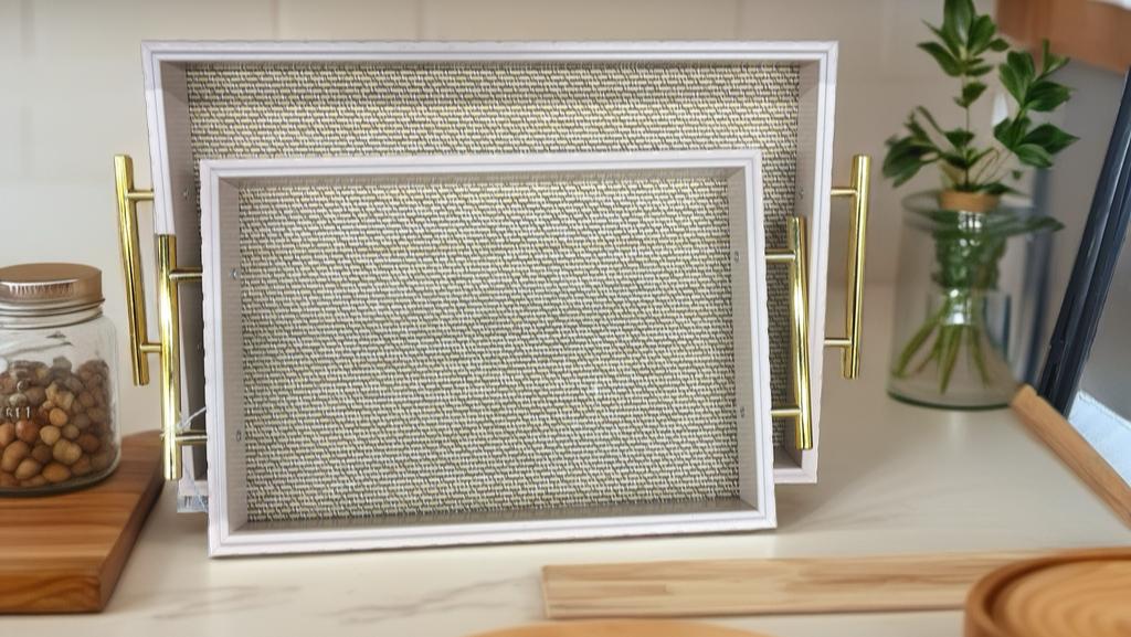 Luxury Knitted Rectangle Tray Set with Gold Accents – 10 Pieces (2lb)