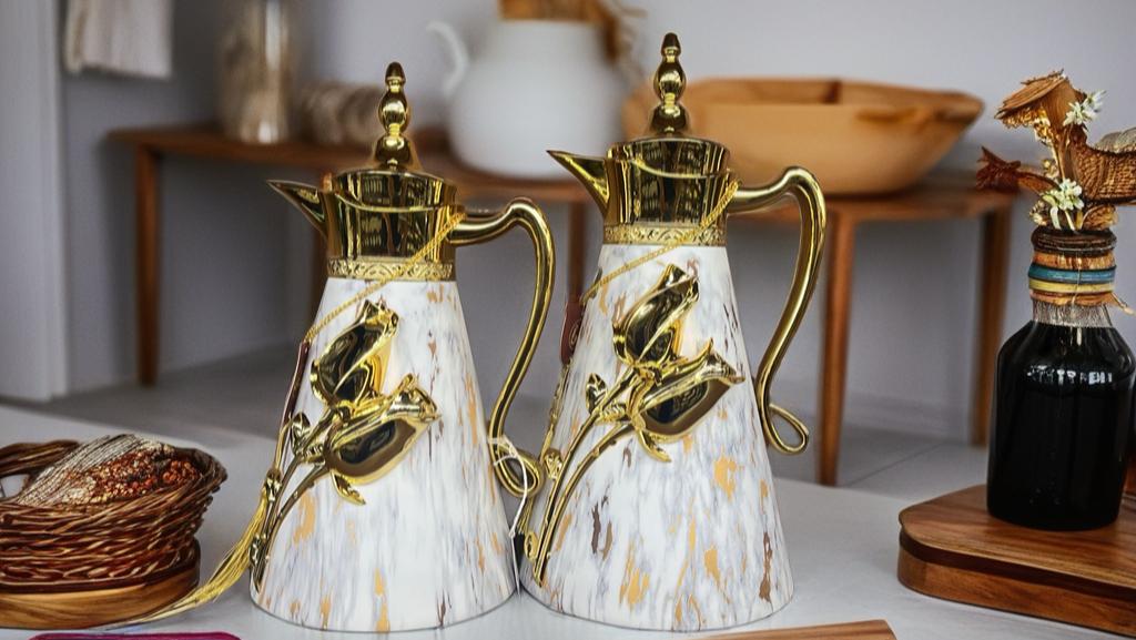Luxury Thermos Set – Marble & Gold Vein Design