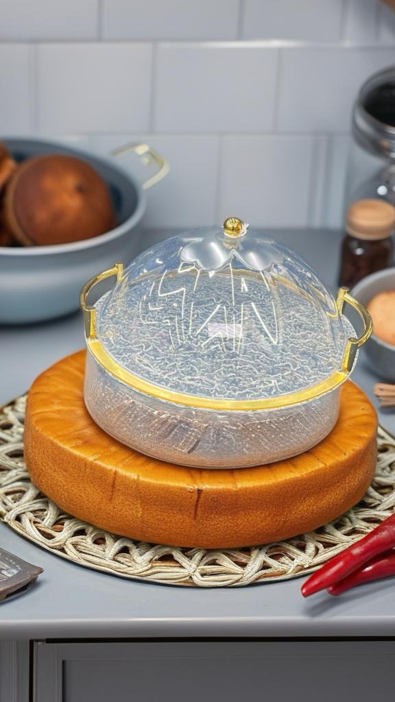Luxury Round Serving Dish with Dome Cover – Gold Accents
