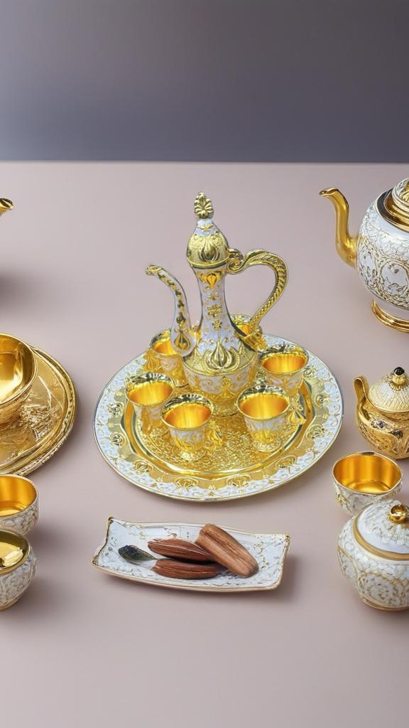 White & Gold Turkish-Style Tea Set