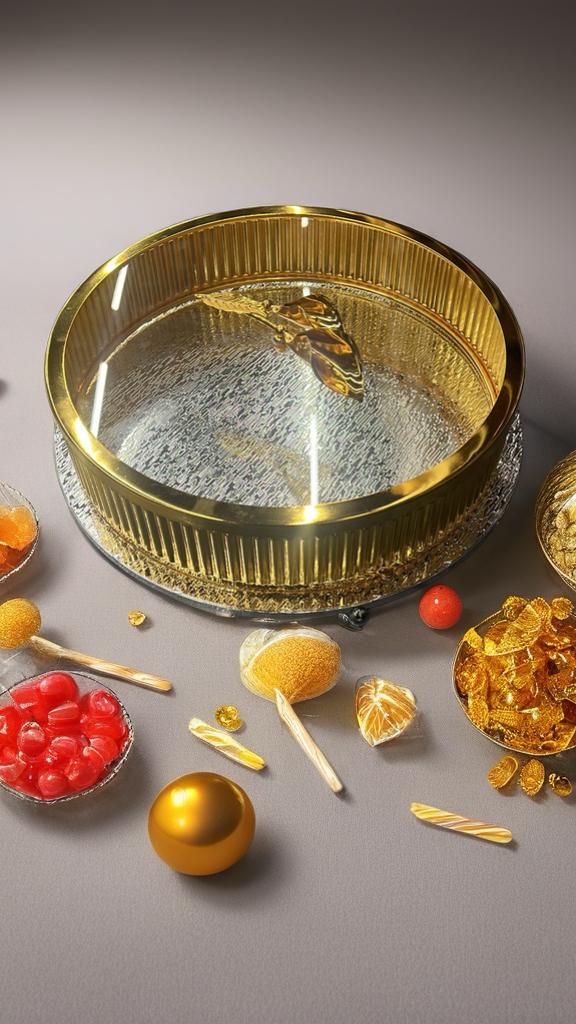 Luxury Round Glass Serving Dish with Gold Lid