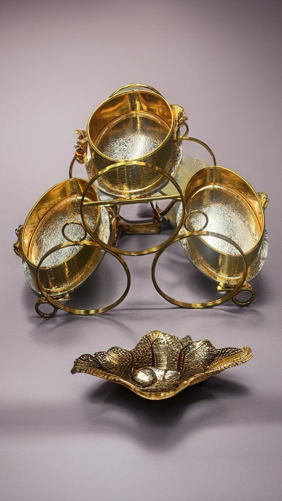Luxury Golden Round Serving Basket