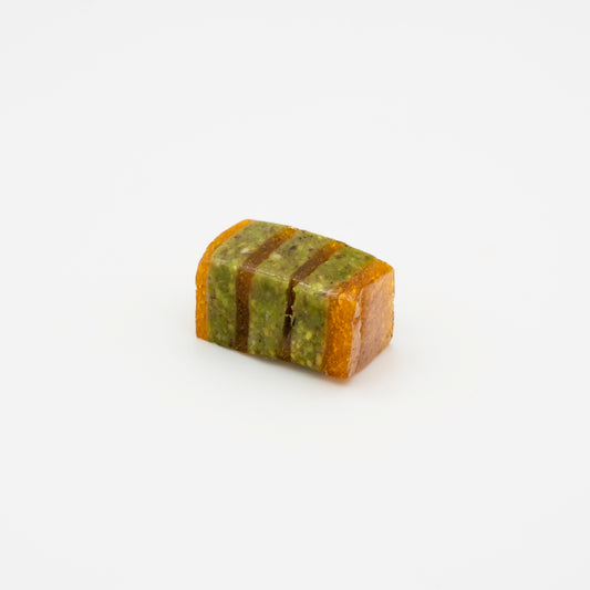 Layered Jordan delight with orange and pistachio ￼