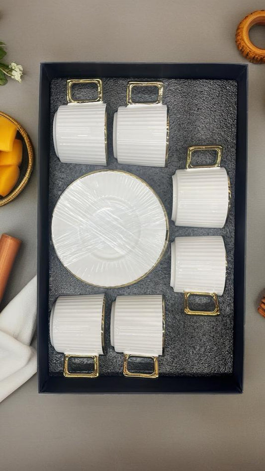 White & Gold Cup Set – 10 Pieces