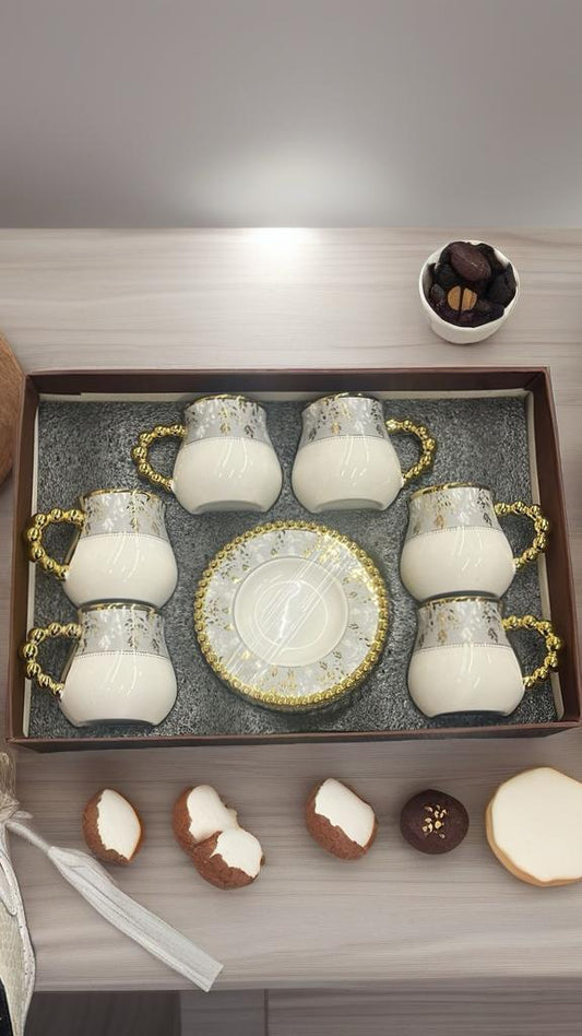 Gold & Silver Floral Tea Cup Set (10pcs)