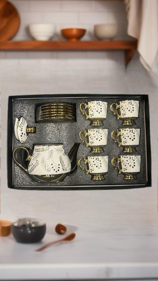 Tea Cup Set with Pot (13Pcs)