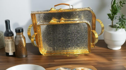 Luxury Gold Rectangle Tray Set – 10 Pieces (2lb)