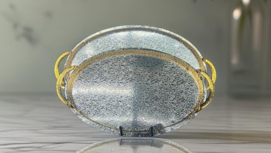 Luxury Gold & Silver Oval Tray Set – 10 Pieces (2lb)