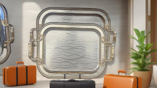 Luxury Silver Rectangle Waves Tray Set – 10 Pieces (2lb)