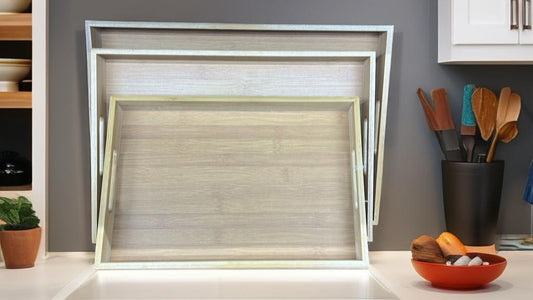 Luxury Large Wooden Rectangle Tray Set – 10 Pieces (2lb)