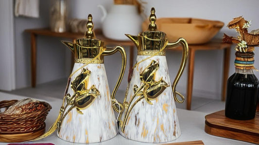 Luxury Thermos Set – Marble & Gold Vein Design
