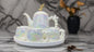 Iridescent Porcelain Tea Set with Gold Accents