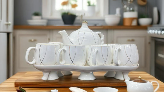 White Classic Tea Set with Streaks