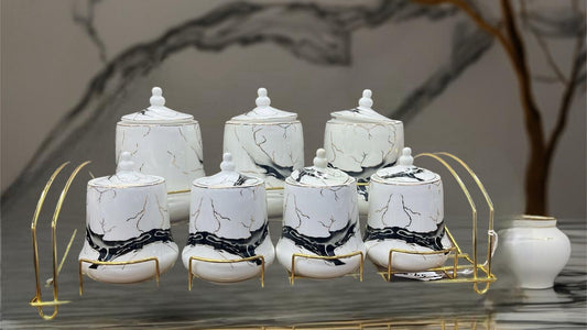 Black & White Marble Glass Jar Set