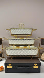 Luxury 3-Piece Serving Dish Set – White with Gold Accents