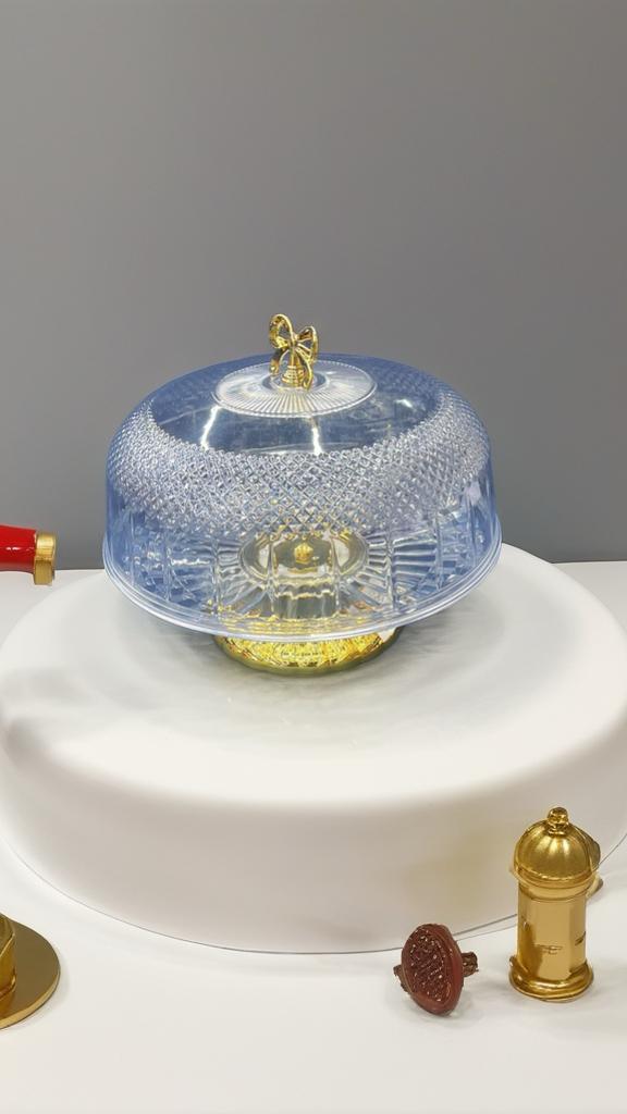 Luxury Crystal Cake Stand with Gold Base & Handle