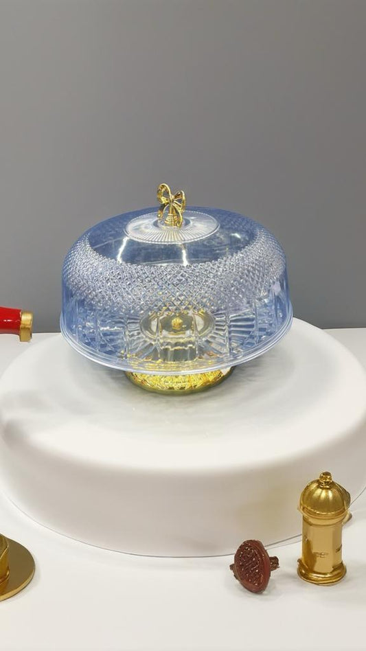 Luxury Crystal Cake Stand with Gold Base & Handle