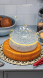 Luxury Round Serving Dish with Dome Cover – Gold Accents