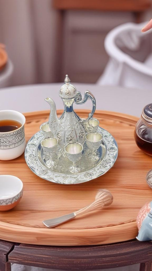 White & Silver Turkish-Style Tea Set