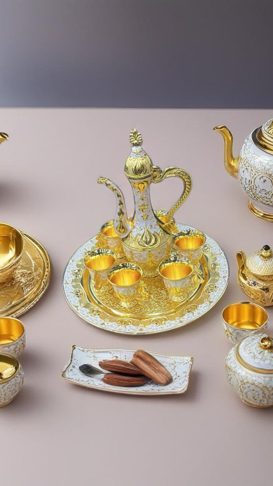White & Gold Turkish-Style Tea Set