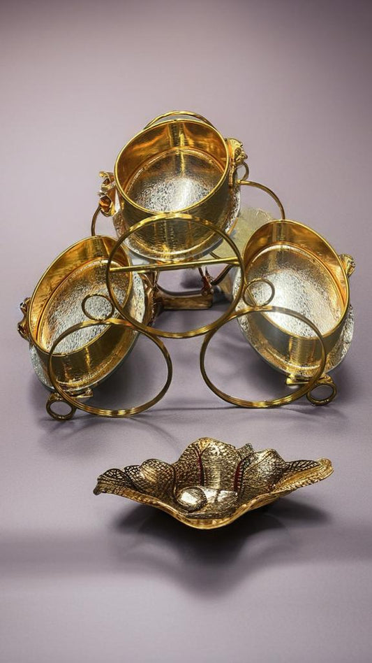 Luxury Golden Round Serving Basket